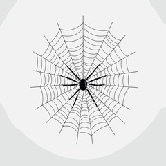 Obraz premium Spider and intricate cobweb design abstract graphic element halloween silhouette