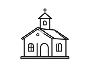 Simple outline drawing of a church