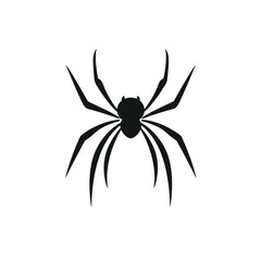 Black silhouette spider icon symbol minimalist design isolated on silhouette