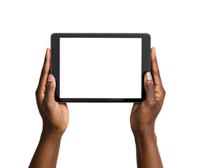 Hands holding a tablet with a blank screen (8)
