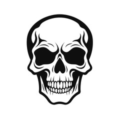Fototapeta premium Emblematic human skull head silhouette for graphic design and tattoo artistry silhouette