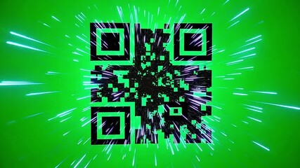 Futuristic QR code glowing with energy on a vibrant green background, symbolizing digital connection and innovation. - Powered by Adobe