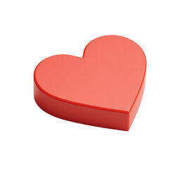 A vibrant, 3D rendered red heart shape