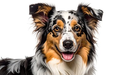 Fototapeta premium Close-up portrait of a happy Australian Shepherd Dog with expressive eyes