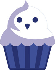 happy birthday cupcake on blue background