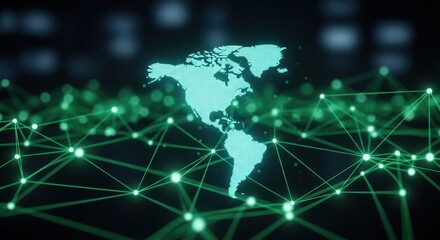Obraz premium Global Digital Network Connections and Data Flow Technology Concepts