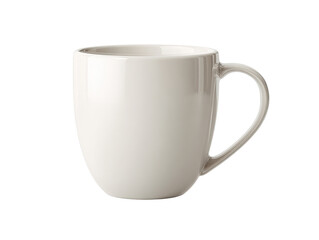 Cream-colored mug with rounded body and handle