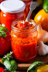 Hot tomato sauce, adjika, salsa, passata or marinara.