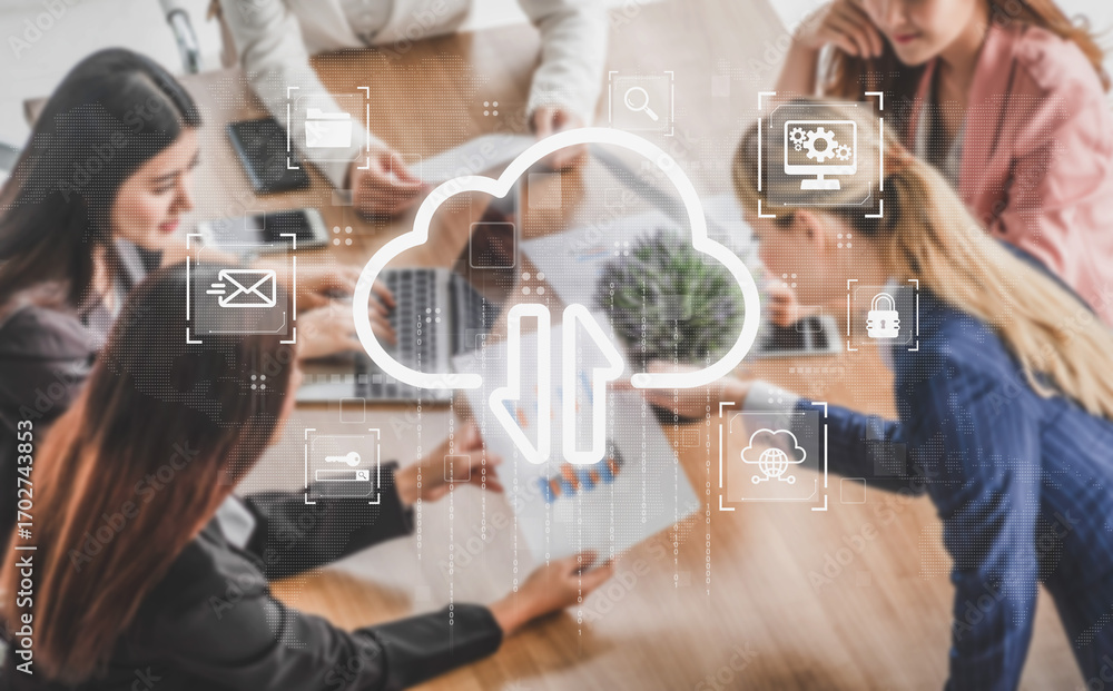 Aufkleber cloud computing enables digital growth with secure data storage, scalable infrastructure, and strate