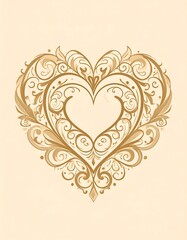 Ornate heart design on beige background