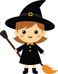 Obraz premium halloween witch with broom