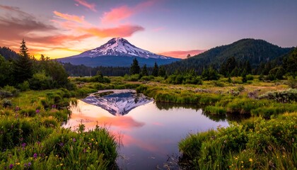 Serene mountain vista at dawn