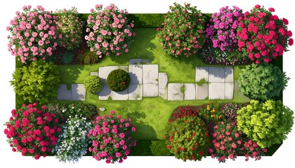 Colorful rose garden layout