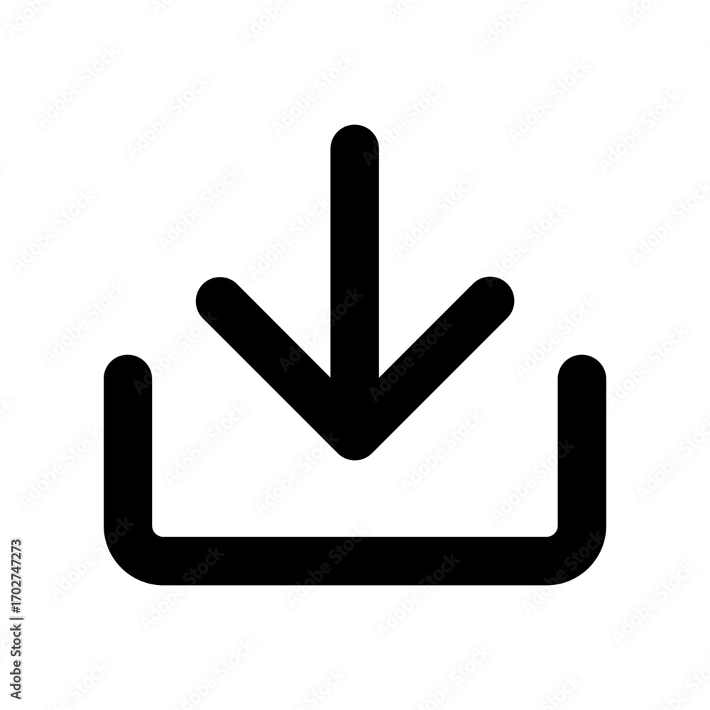 Aufkleber download icon for ux/ui interfaces downward arrow symbol for file retrieval, content saving, and off