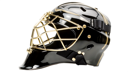 Hockey goalie mask gold isolated on a transparent background