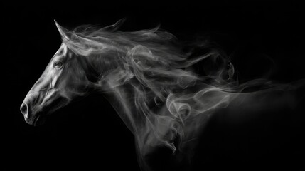 Naklejka premium Ethereal horse silhouette with flowing smoke effect