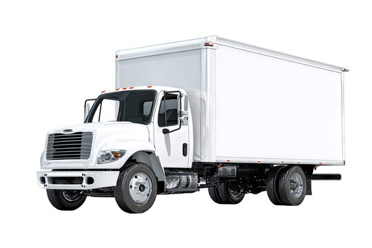 White box truck, front view, isolated