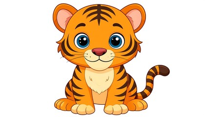 Cute cartoon tiger sitting
