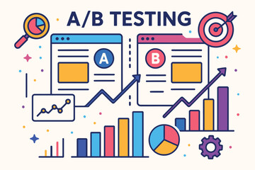 A b testing concept showing website optimization and data analysis © mdalhazsarkar