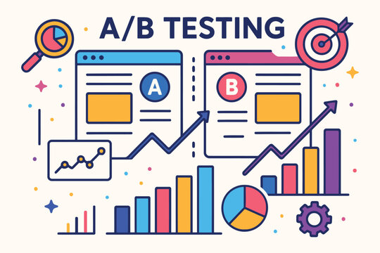 A b testing concept showing website optimization and data analysis