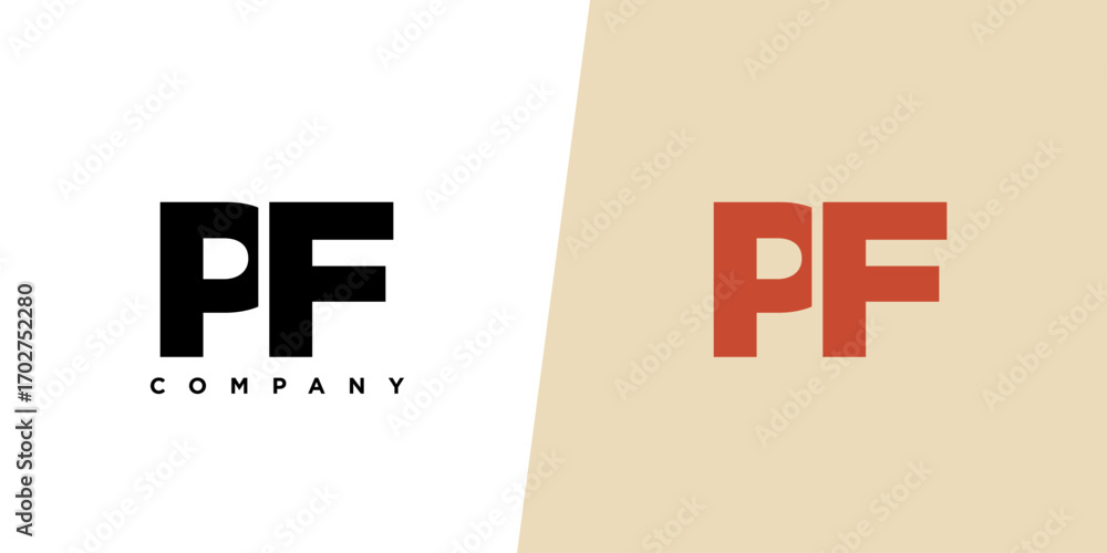 Poster letter p and f, pf logo design template. minimal monogram initial based logotype.
