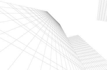Fototapeta premium Abstract modern building. Architectural concept sketch. 