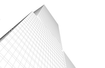 Fototapeta premium Abstract modern building. Architectural concept sketch. 