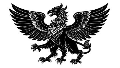 Black griffin emblem on white background