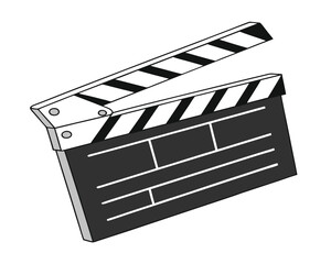 Isolated illustration of a movie clapper board representing filmmaking and cinematic production against white background suitable for digital use and creative design