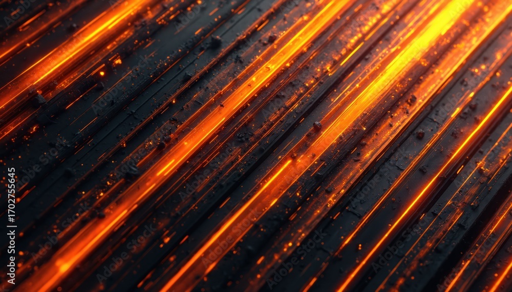 Poster dynamic illustration features orange, black diagonal stripes. ai generated abstract background with 