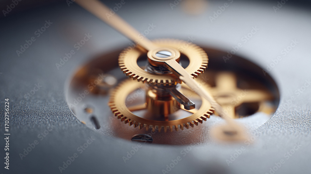 Aufkleber intricate macro shot showcases the inner workings of a mechanism. golden gears meshing together, sym