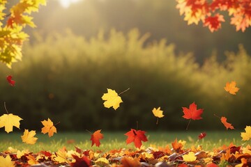 Natural Background of Maple Leaves in Autumn