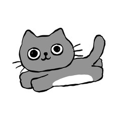 Gray cute cat doodle