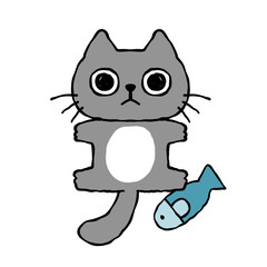 Gray cute cat doodle
