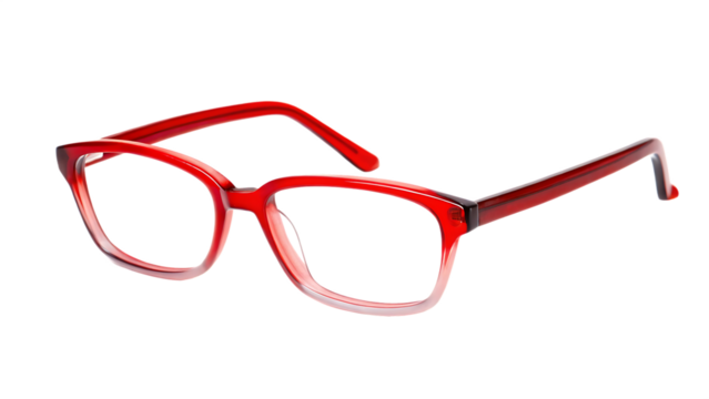 Red eyeglasses isolated on a transparent background