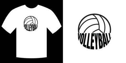 Volleyball T-Shirt and Logo Design: A clean and minimalist design features a stylized volleyball and typography, offering a versatile concept for apparel or sports-related branding.