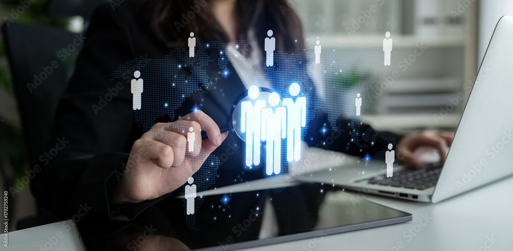 Poster global human network and workforce distribution highlight human, network, and global presence throug