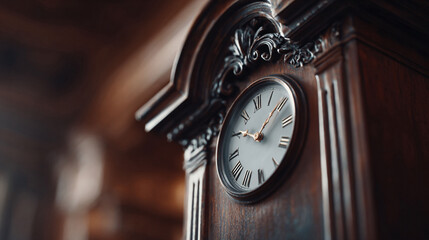 Naklejka premium Elegant antique clock, a timeless symbol of history and tradition. Ideal for illustrating concepts like legacy, punctuality, or historical fiction.