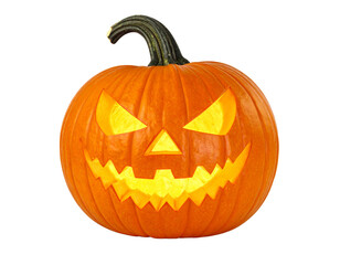 Fototapeta premium Halloween jack-o’-lantern pumpkin isolated on transparent background
