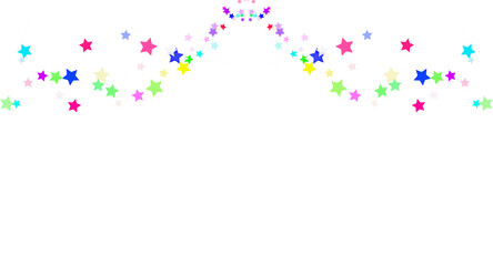 Colorful Stars Garland Border on Transparent Background