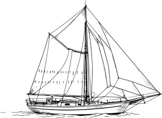 Sail boat line art vector illustration
