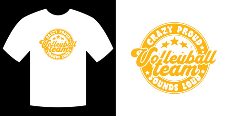 Volleyball Team Apparel Design: A dynamic and stylish volleyball team logo displayed on a white tee, a visual celebration of the sport, team unity, and pride. 
