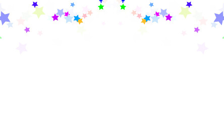 Colorful Stars Garland Border on Transparent Background