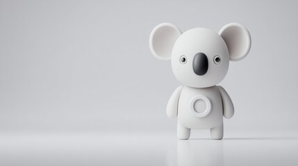 Fototapeta premium 3D render of stylized minimalist anthropomorphic koala model on light abstract background