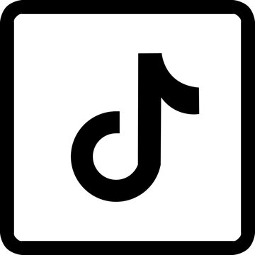 TikTok Social Media Logo With Black Logo Square Line Icon - SVG, Vector Outline Symbol	
