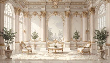 Obraz premium Elegant Interior Design with Ornate Details and Natural Light