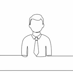 Minimalist illustration of a person in business attire, representing professionalism and identity.