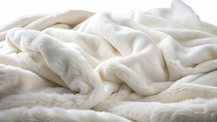 Soft white fluffy blanket isolated on a transparent background