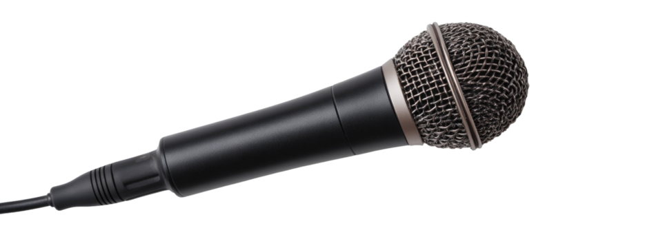Black microphone with metallic grill