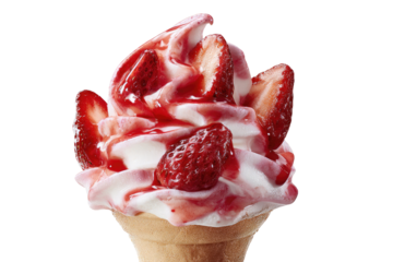 Close-up of a strawberry ice cream cone
